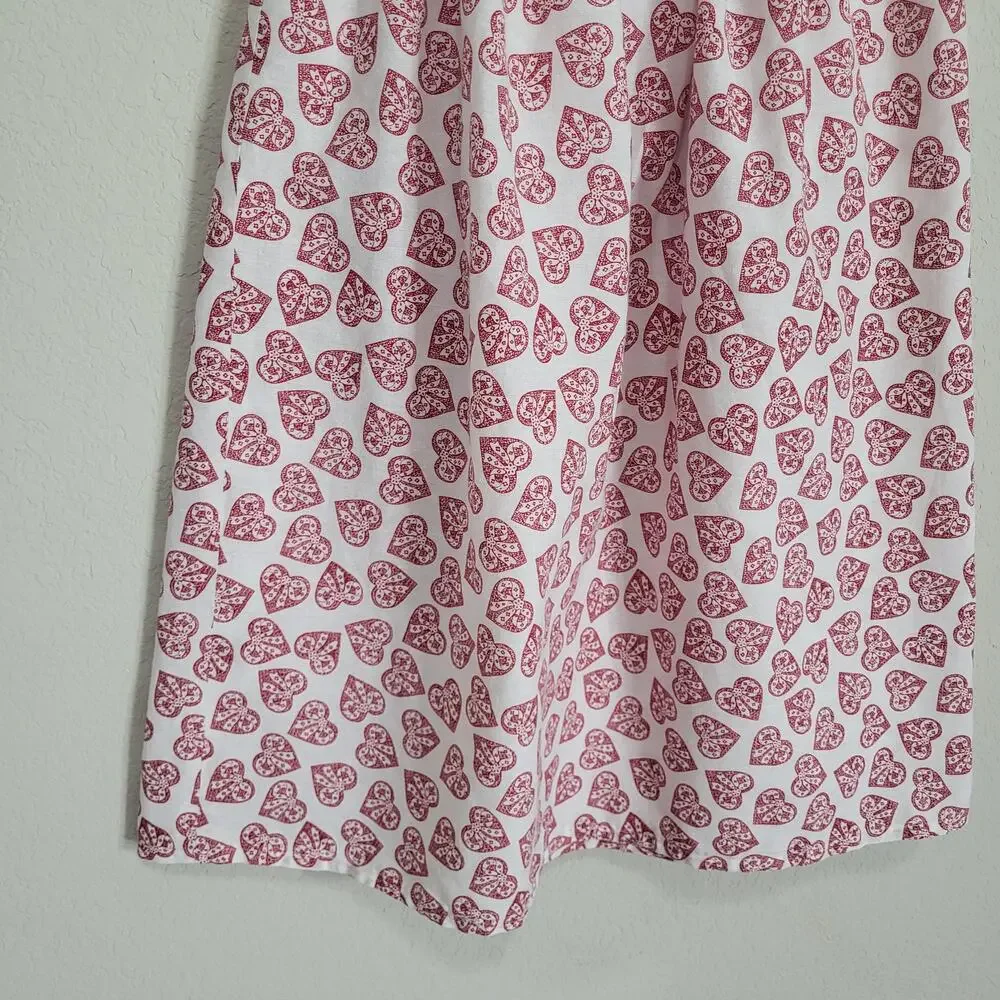 Handmade Skirt Womens XS S Heart Bow Print White Red Valentines Spring Summer